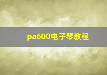 pa600电子琴教程