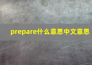 prepare什么意思中文意思