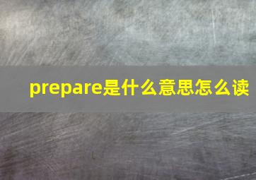 prepare是什么意思怎么读