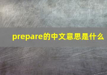 prepare的中文意思是什么