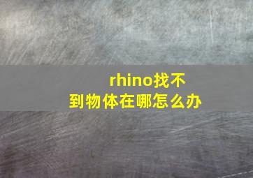 rhino找不到物体在哪怎么办