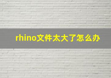 rhino文件太大了怎么办