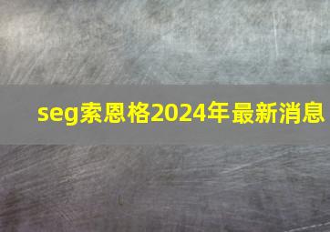 seg索恩格2024年最新消息