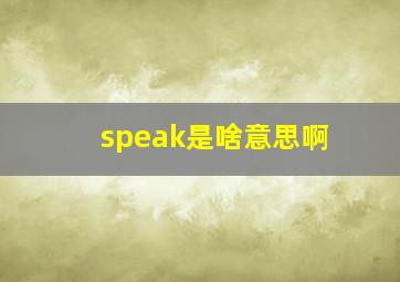 speak是啥意思啊