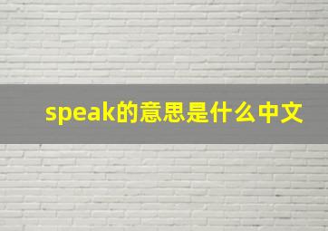 speak的意思是什么中文