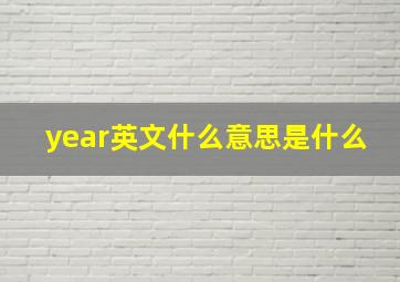 year英文什么意思是什么