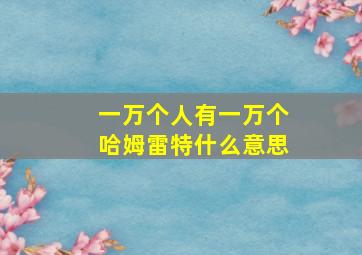 一万个人有一万个哈姆雷特什么意思