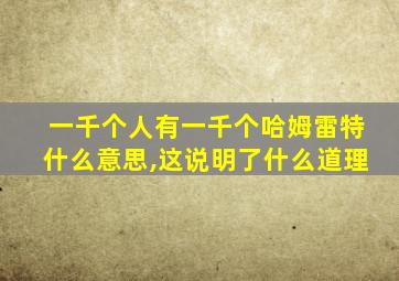 一千个人有一千个哈姆雷特什么意思,这说明了什么道理