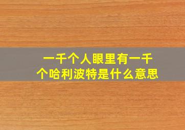 一千个人眼里有一千个哈利波特是什么意思