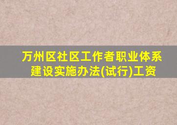 万州区社区工作者职业体系建设实施办法(试行)工资