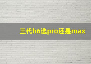 三代h6选pro还是max