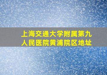 上海交通大学附属第九人民医院黄浦院区地址