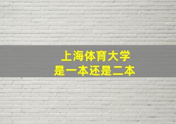 上海体育大学是一本还是二本