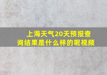 上海天气20天预报查询结果是什么样的呢视频