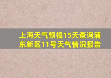 上海天气预报15天查询浦东新区11号天气情况报告