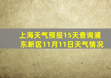 上海天气预报15天查询浦东新区11月11日天气情况