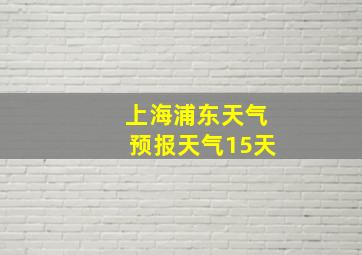 上海浦东天气预报天气15天