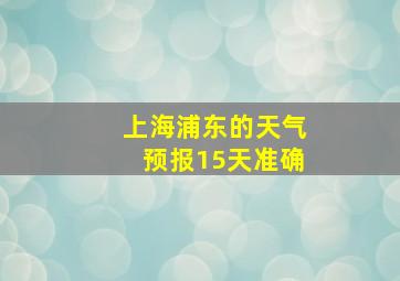 上海浦东的天气预报15天准确