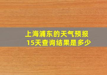 上海浦东的天气预报15天查询结果是多少