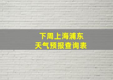 下周上海浦东天气预报查询表