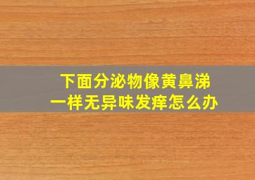 下面分泌物像黄鼻涕一样无异味发痒怎么办