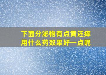 下面分泌物有点黄还痒用什么药效果好一点呢