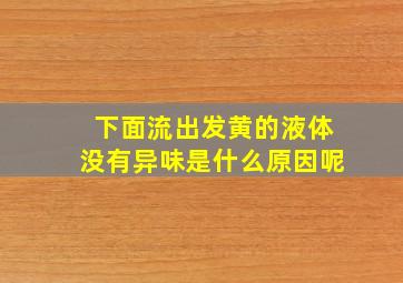 下面流出发黄的液体没有异味是什么原因呢