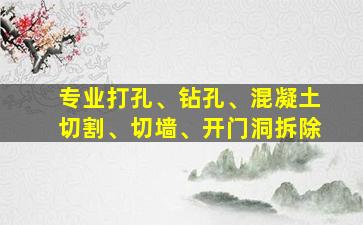 专业打孔、钻孔、混凝土切割、切墙、开门洞拆除