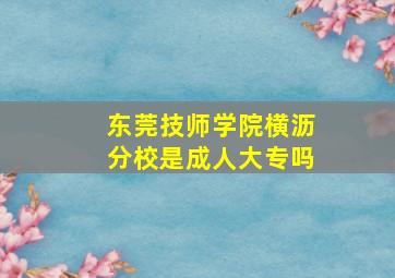 东莞技师学院横沥分校是成人大专吗