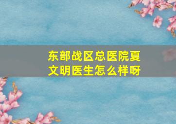 东部战区总医院夏文明医生怎么样呀