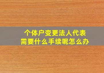 个体户变更法人代表需要什么手续呢怎么办