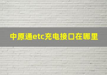 中原通etc充电接口在哪里