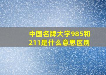 中国名牌大学985和211是什么意思区别