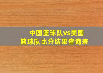 中国篮球队vs美国篮球队比分结果查询表