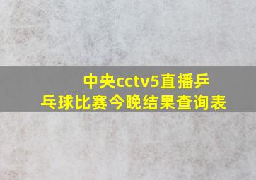 中央cctv5直播乒乓球比赛今晚结果查询表