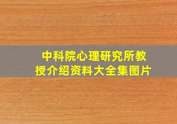 中科院心理研究所教授介绍资料大全集图片