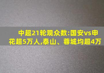 中超21轮观众数:国安vs申花超5万人,泰山、蓉城均超4万