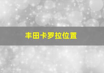 丰田卡罗拉位置