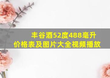 丰谷酒52度488毫升价格表及图片大全视频播放