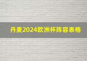 丹麦2024欧洲杯阵容表格