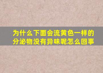 为什么下面会流黄色一样的分泌物没有异味呢怎么回事