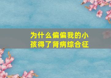 为什么偏偏我的小孩得了肾病综合征