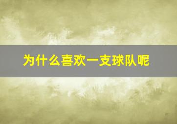 为什么喜欢一支球队呢