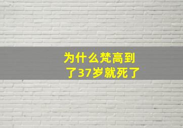 为什么梵高到了37岁就死了