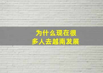 为什么现在很多人去越南发展