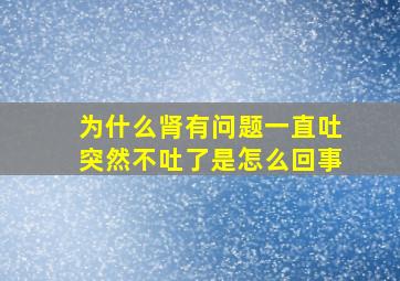 为什么肾有问题一直吐突然不吐了是怎么回事