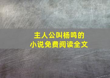 主人公叫杨鸣的小说免费阅读全文