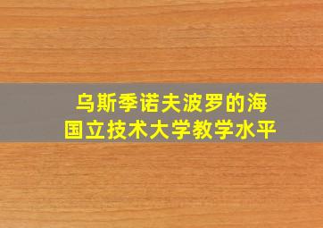 乌斯季诺夫波罗的海国立技术大学教学水平