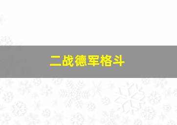 二战德军格斗