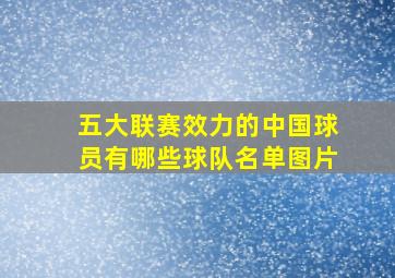 五大联赛效力的中国球员有哪些球队名单图片